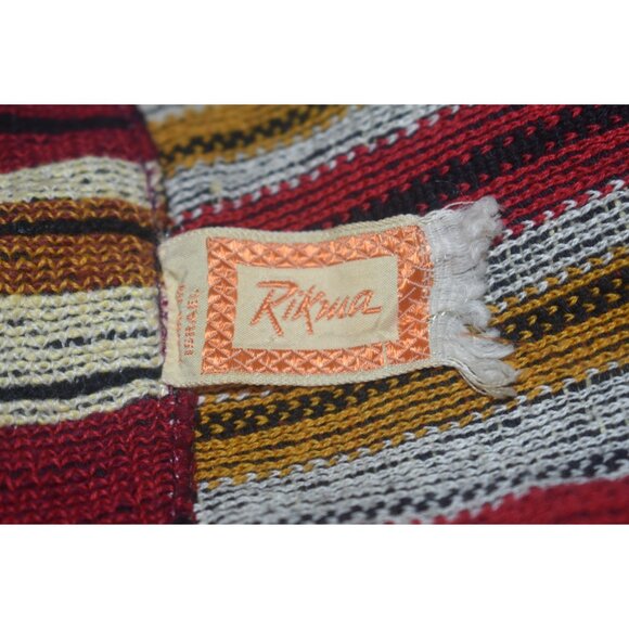 Vintage 70s Rikma Caftan Dress Angel Bell Sleeves Boho Woven Stripes XS S - Picture 4 of 11